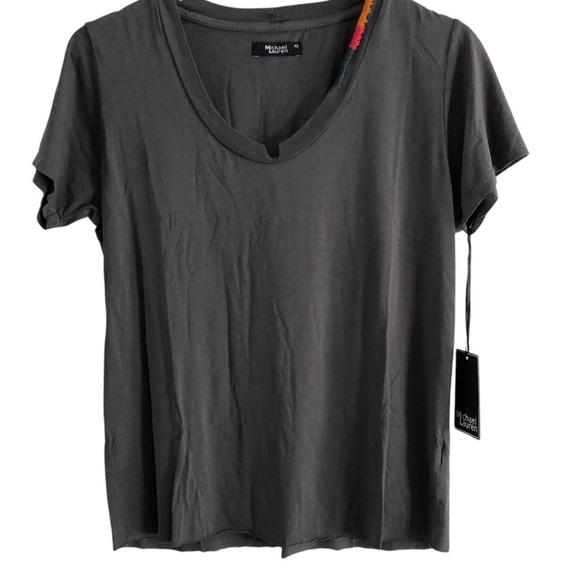 Michael Lauren Short Sleeve V-Neck T-Shirt Gray XS - Picture 9 of 9